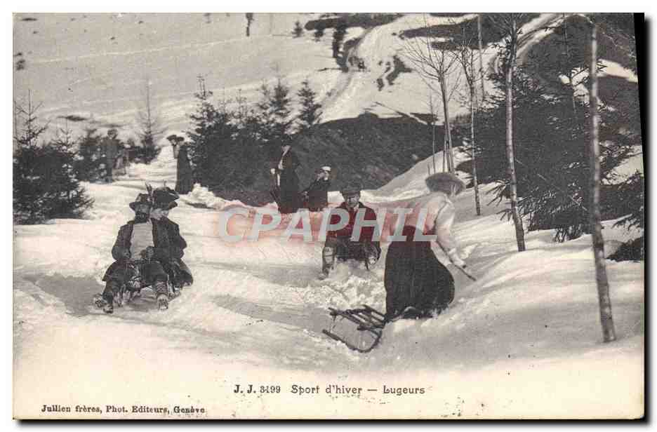 Sport d'hiver — Lugeurs — Jullien frères, Phot. Editeurs, Genève