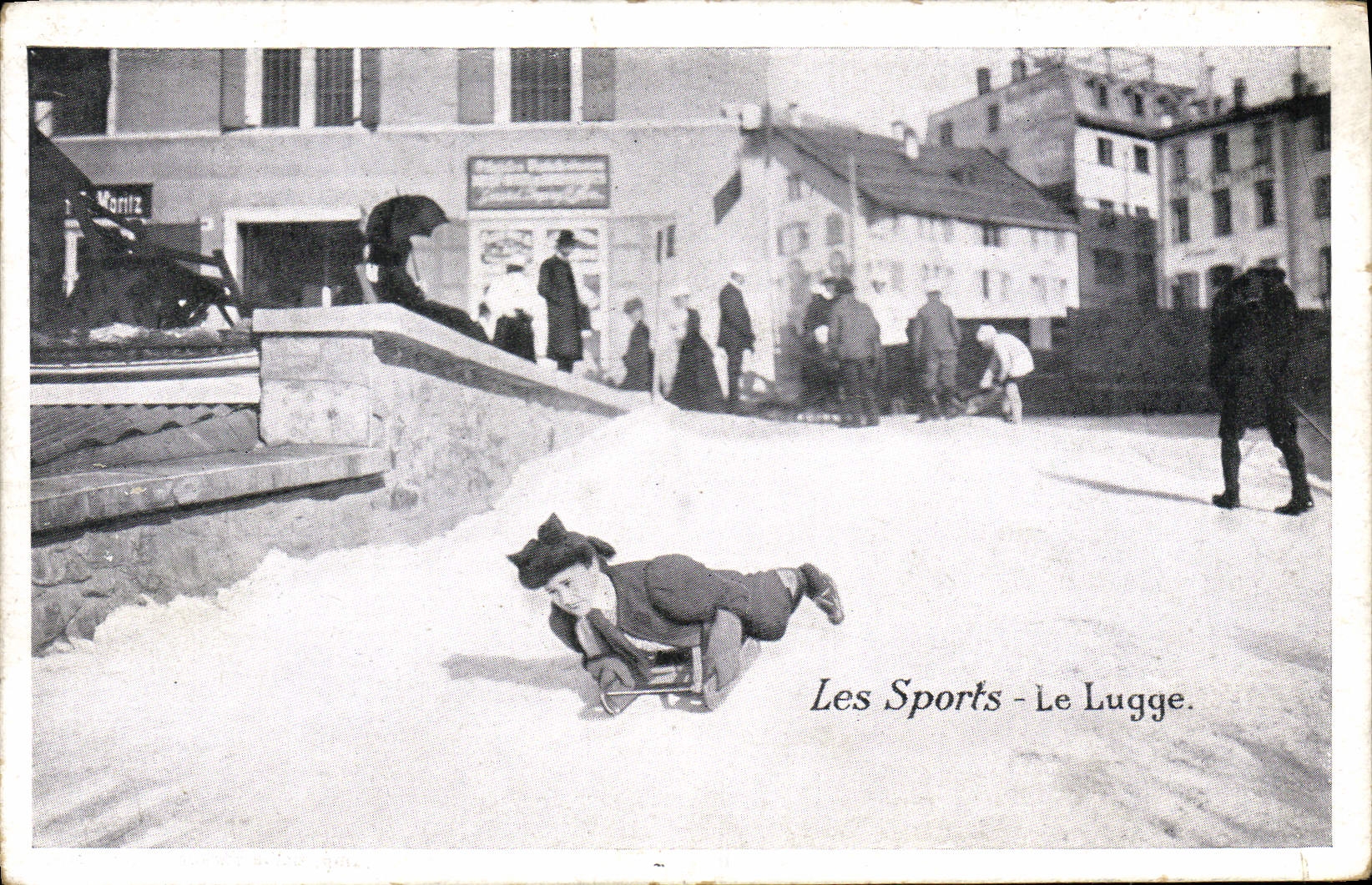 Sport - Der Lugge — Kind, das auf einem Schlitten über Schnee fährt — Verlag: Émile Bonzel, Haubourdin (Nord)