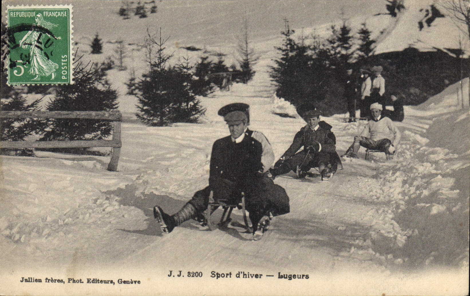 Sport d'hiver — Lugeurs — Jullien frères, Phot. Editeurs, Genève, n° J.J. 8200