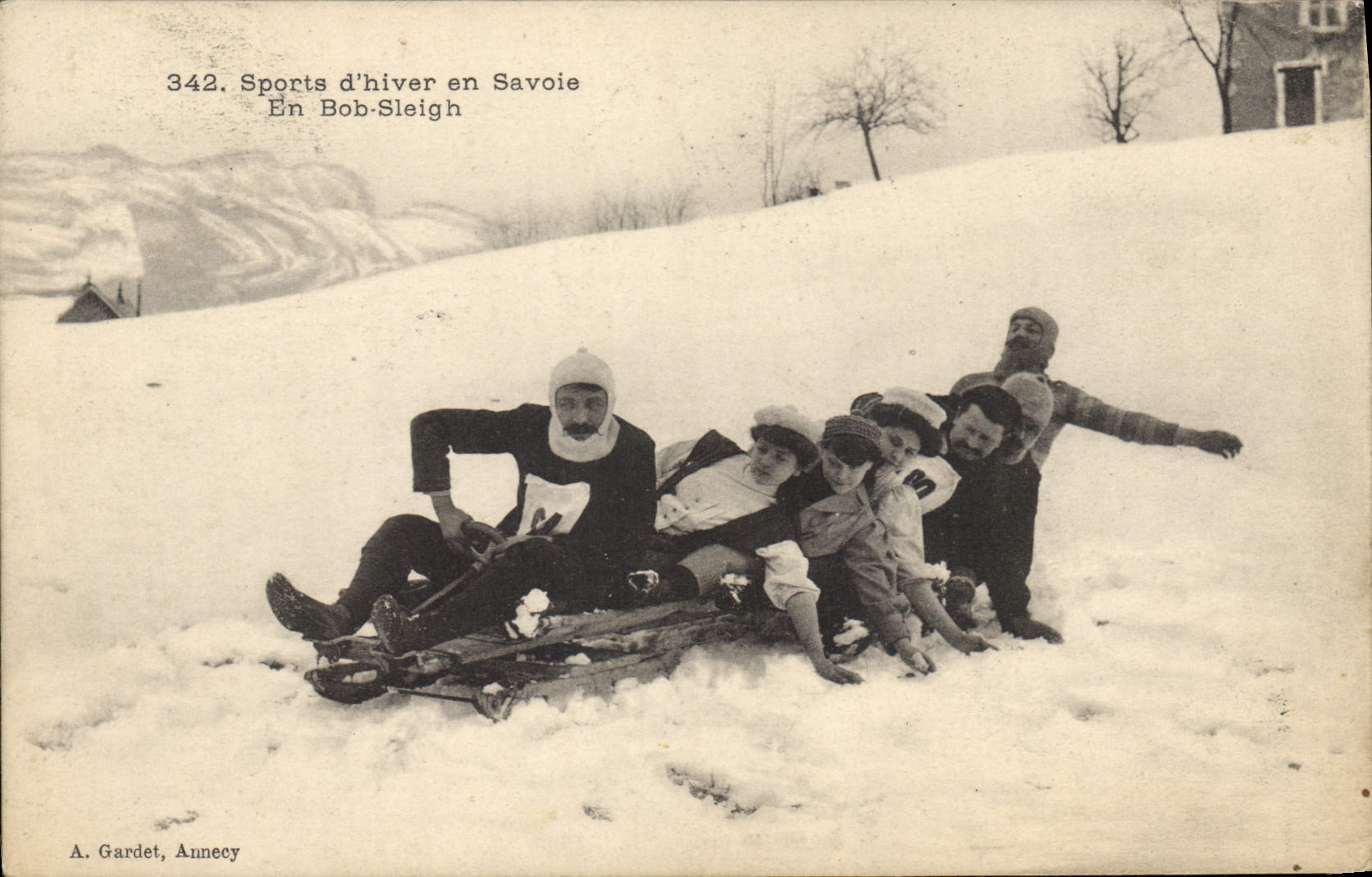 Winter sport in Savoie — In Bob-Sleigh — A. Gardet, Annecy