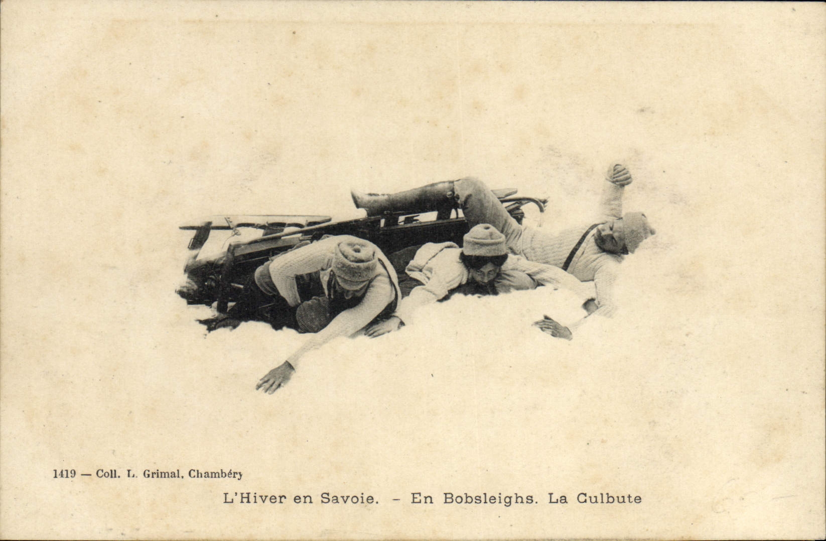 De Winter in Savoie — In bobsleighs. De Gulbute — Collectie L. Grimal, Chambéry