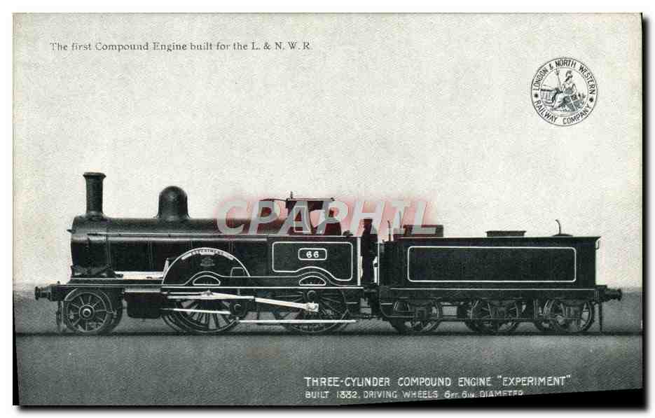 CPA Train Locomotive 3 cylinder compound engine experiment 