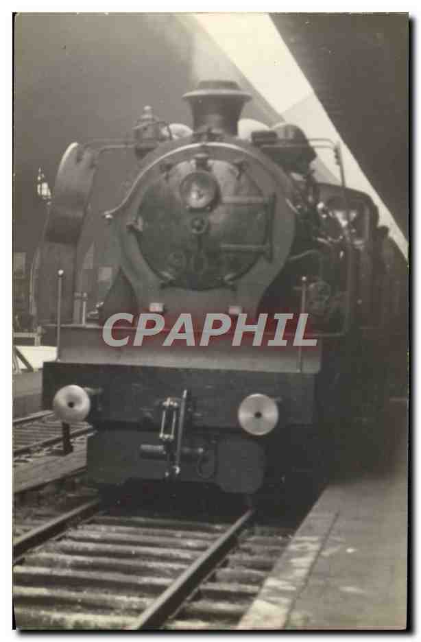 CARTE PHOTO Hermann Train Locomotive 