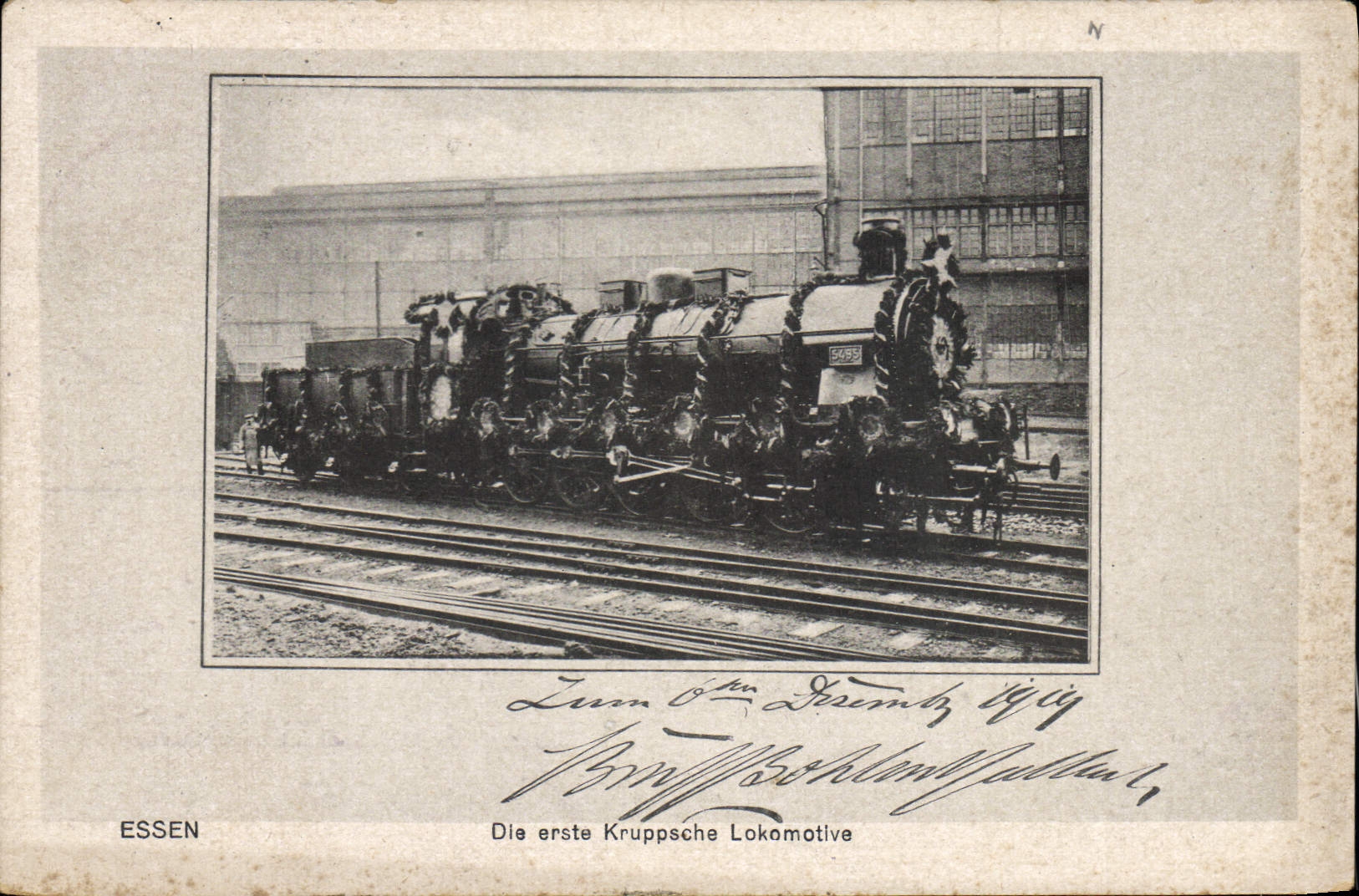 CPA Train Locomotive Die erste Kruppsche Lokomotive