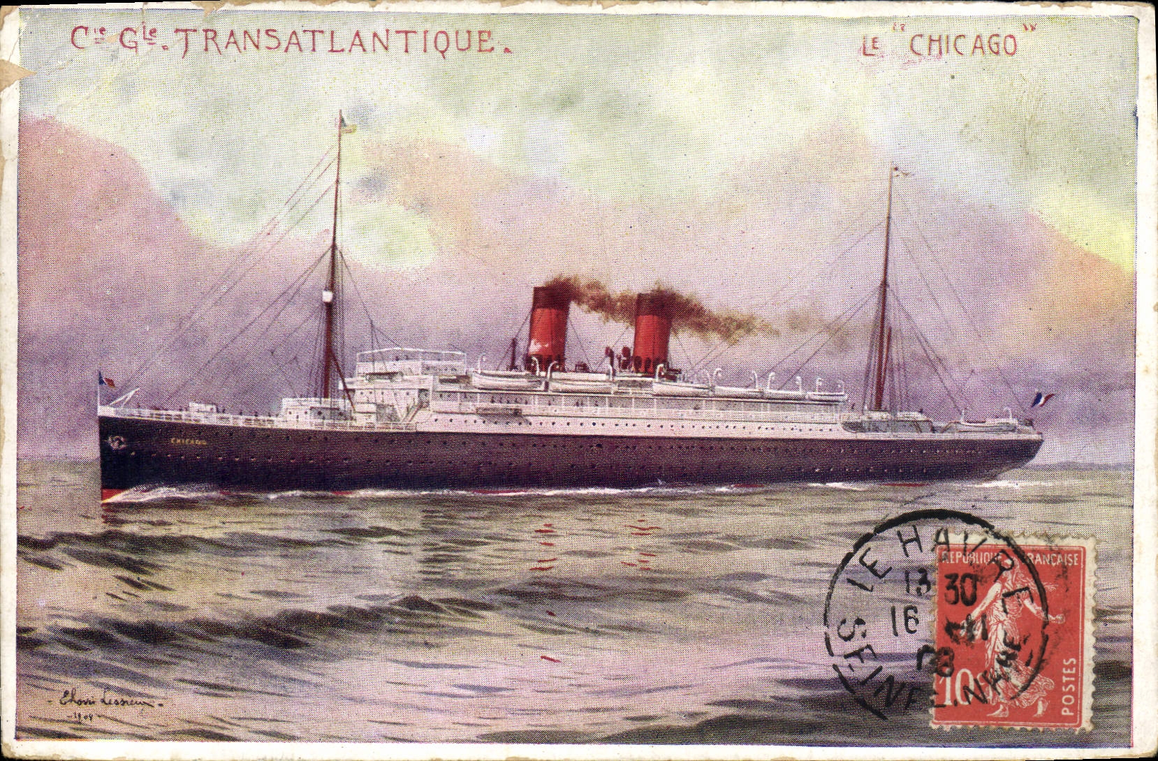 CPA Bateau Cie Generale Transatlantique Le Chicago