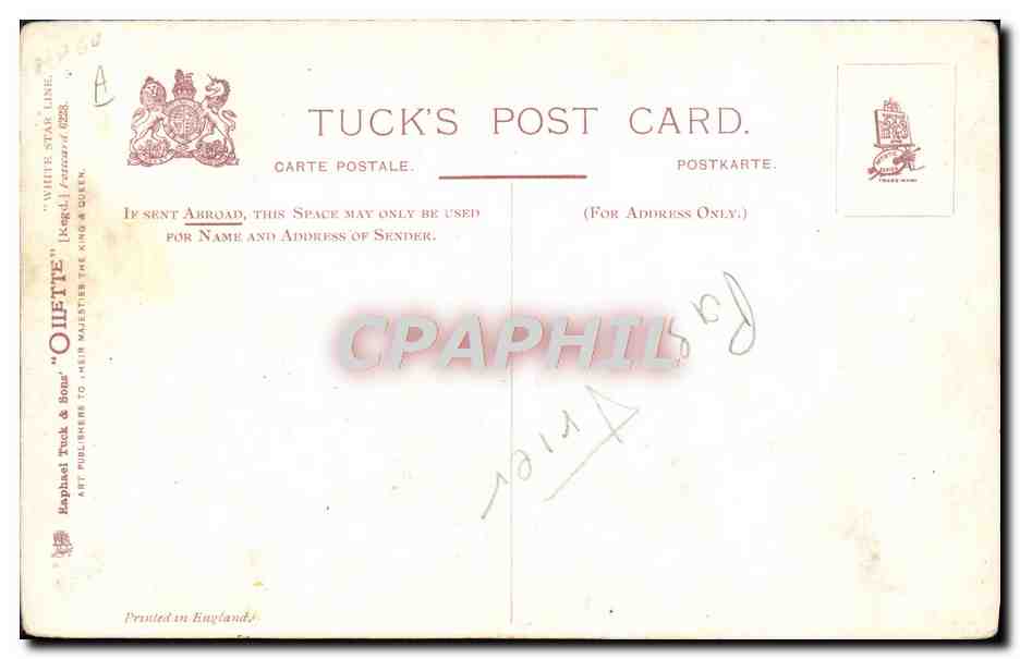 S.S. Celtic — Navire de ligne célèbre — Tuck's Post Card — Verso
