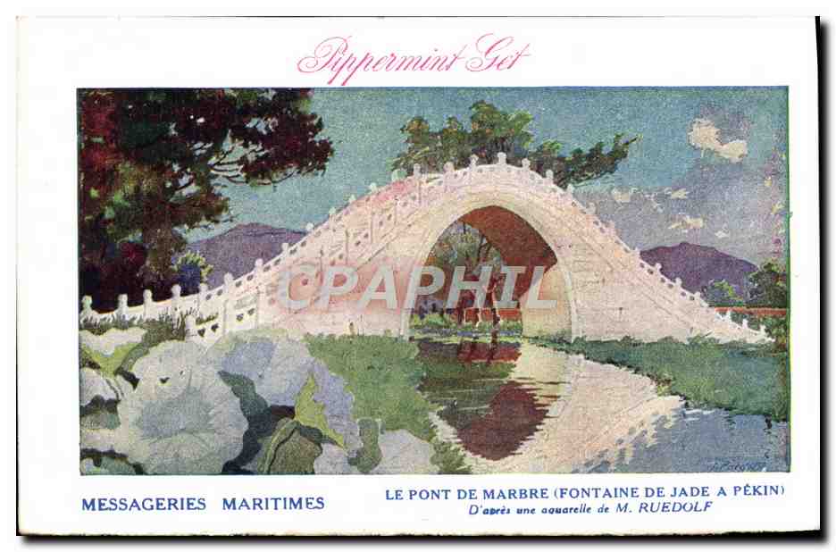 Le Pont de Marbre (Fontaine de Jade à Pékin) — d'après une aquarelle de M. Ruedolf — Messageries Maritimes