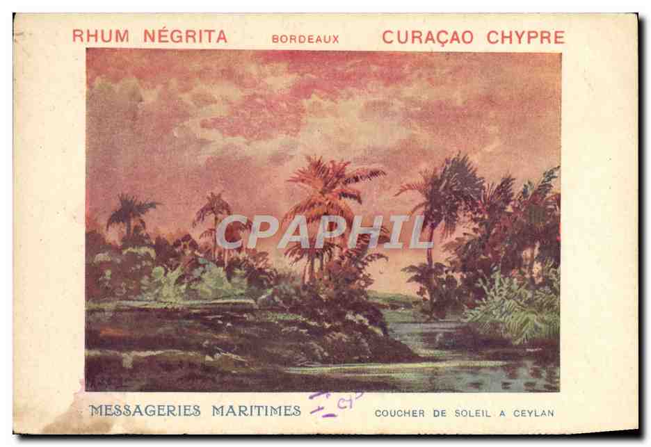 Tramonto a Ceylon — Messageries Maritimes — editore Moquet, 109, R. de la Paix