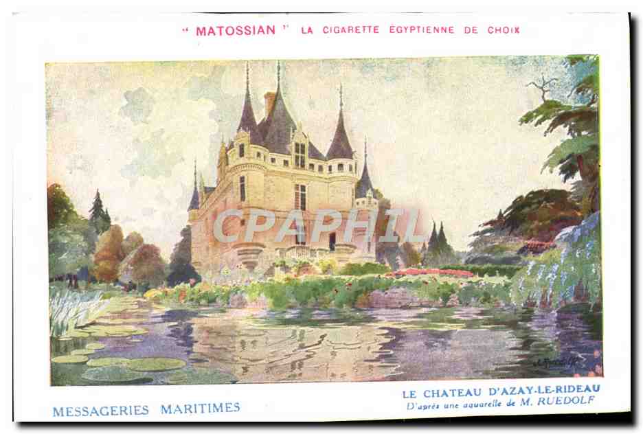 Le Château d'Azay-le-Rideau — D'après une aquarelle de M. Ruedolf — Messageries Maritimes