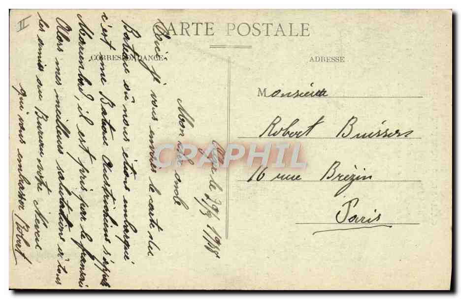 CPA Bateau Campagne d'Orient General Gallieni Croiseur auxiliaire de 1er rang — Verso