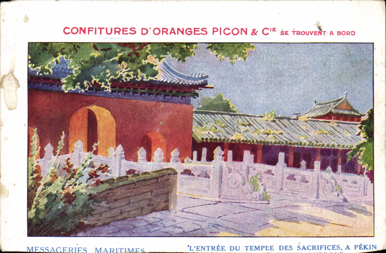 CPA Bateau Compagnie des Messageries Maritimes Confitures d'oranges Picon & Cie Pekin Chine China