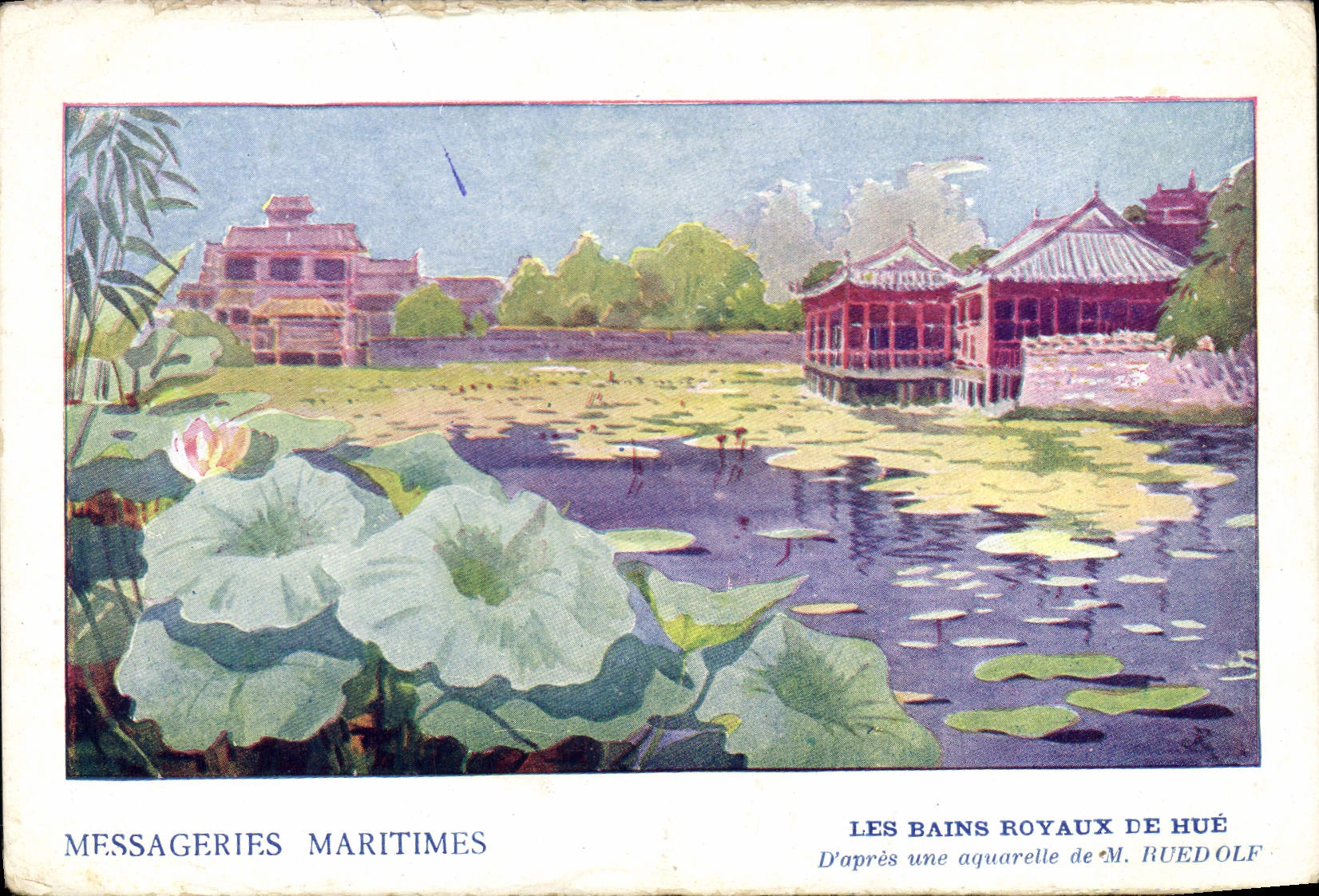 CPA Bateau Compagnie des Messageries Maritimes Les bains royaux de Hue Indochine 
