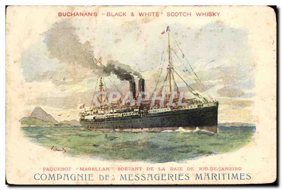 CPA Bateau Paquebot Magellan sortant de la baie de Rio de Janeiro