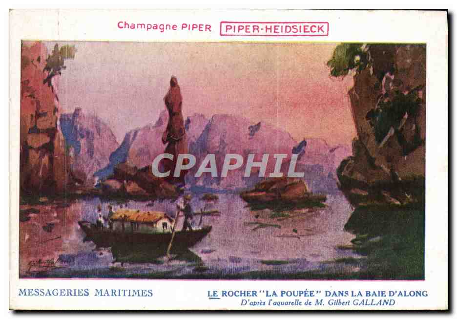 Le Rocher "La Poupée" dans la Baie d'Along — Messageries Maritimes, éditée par Impr. Université - Paris