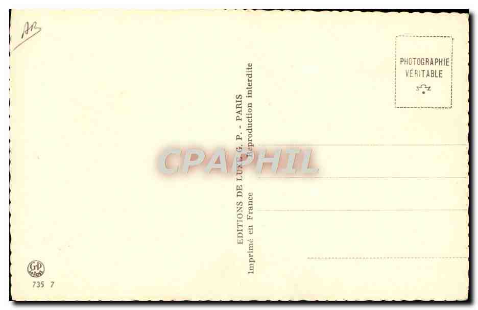 Mujer desnuda mientras se viste — interior — Ediciones de Lujo G.P., París, n° 735 — Reverso