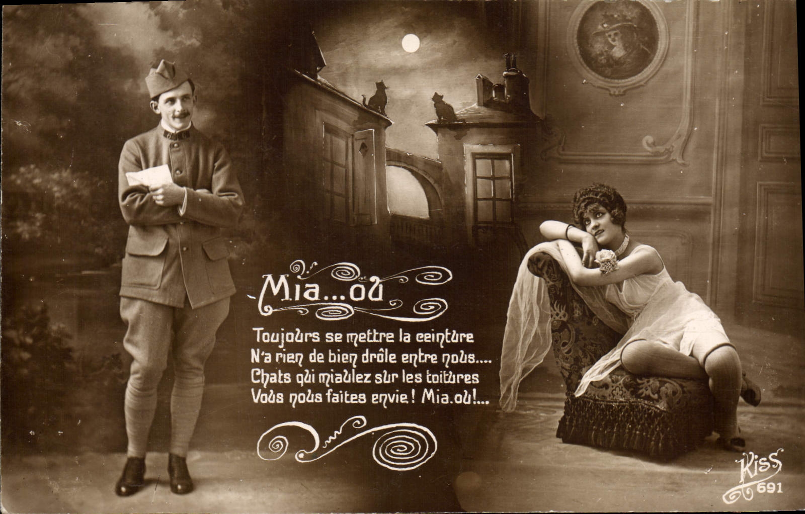 CPA Nu erotique Femme Miaou