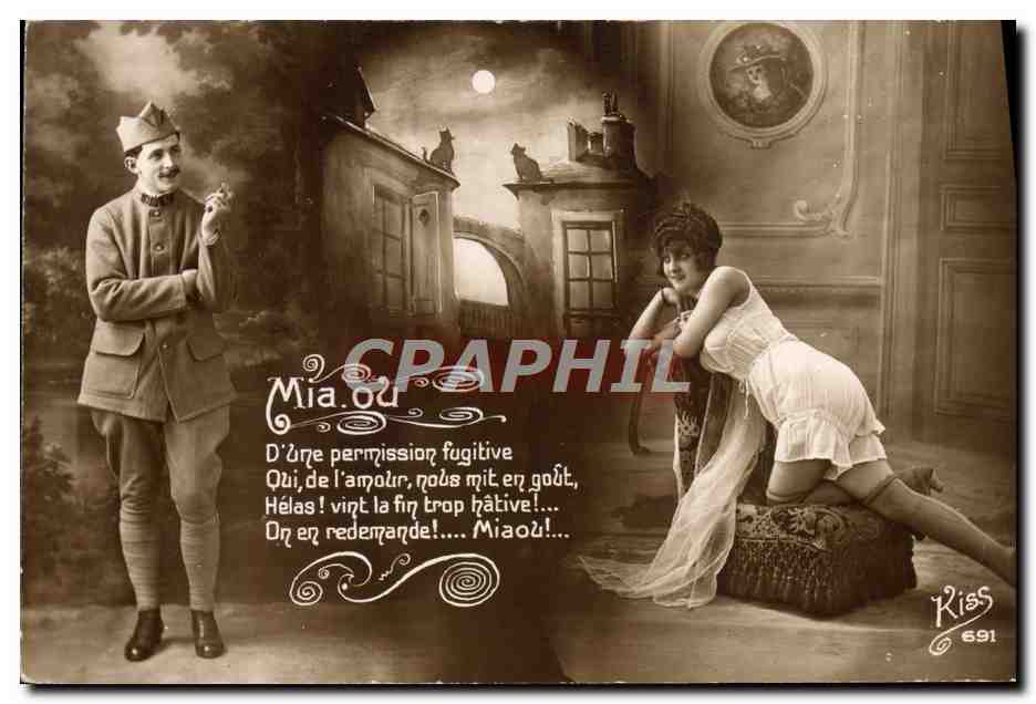 CPA Nu erotique Femme Miaou