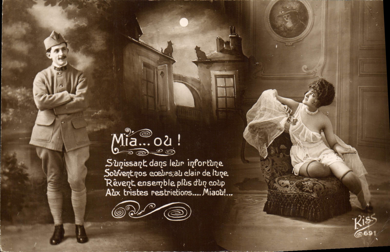 CPA Nu erotique Femme Miaou