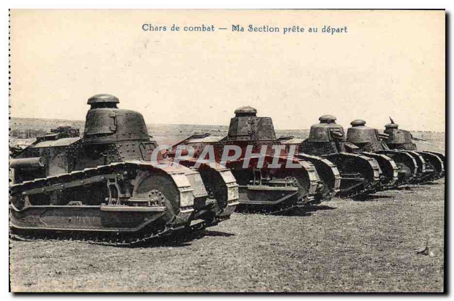CPA Militaria Tank Chars de combat Ma section prete au depart