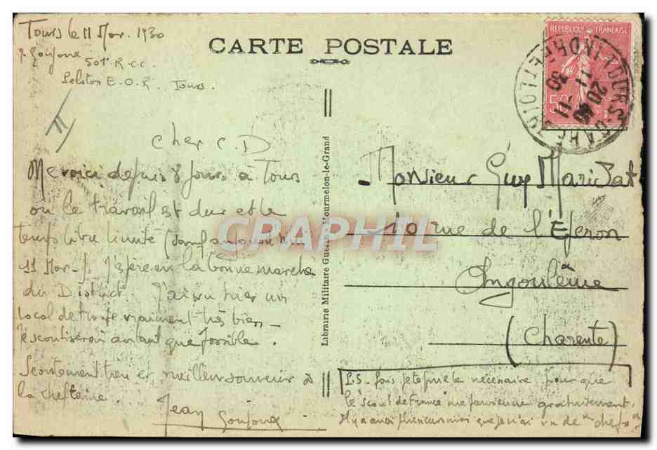 CPA Militaria Tank Char Renault franchissant un ravin profond  — Rückseite