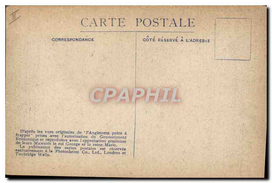 Crépuscule sur la Mer du Nord — bateau de guerre fumant — Photochrom Co., Ltd. n°6 — Verso