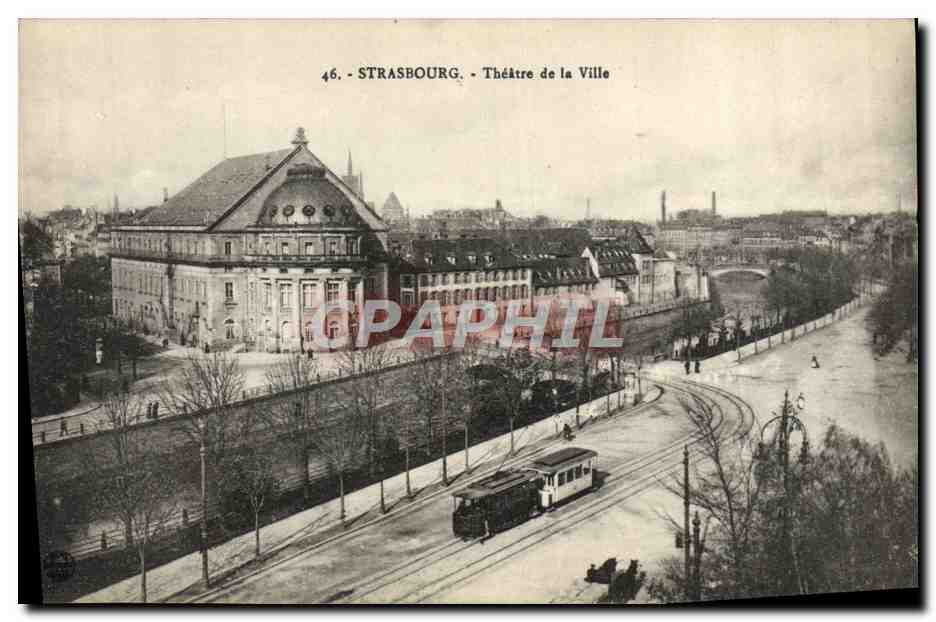 CPA Le theatre Strasbourg Tramway