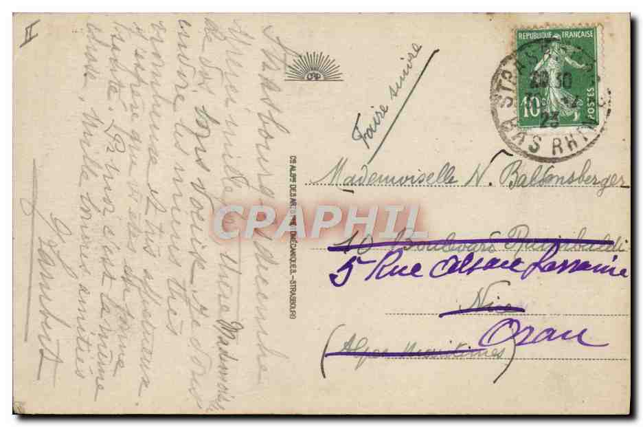 CPA Le theatre municipal Strasbourg — Verso