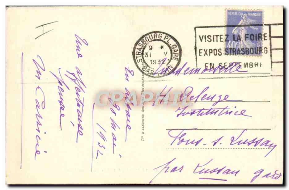 CPA Strasbourg Le theatre L'ille et le palais du Rhin — Verso