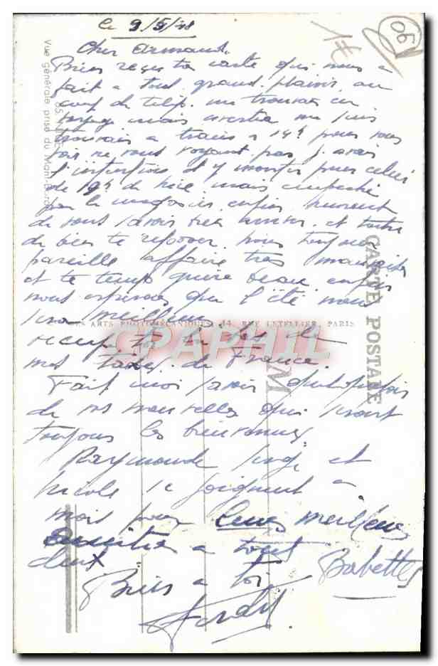 CPA Nice Vue generale prise du Mont Boron — Verso