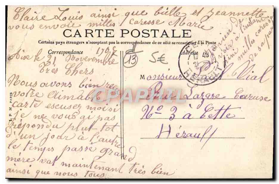 Antike Ansichtskarte Aix En Provence Das Rathaus — Rückseite
