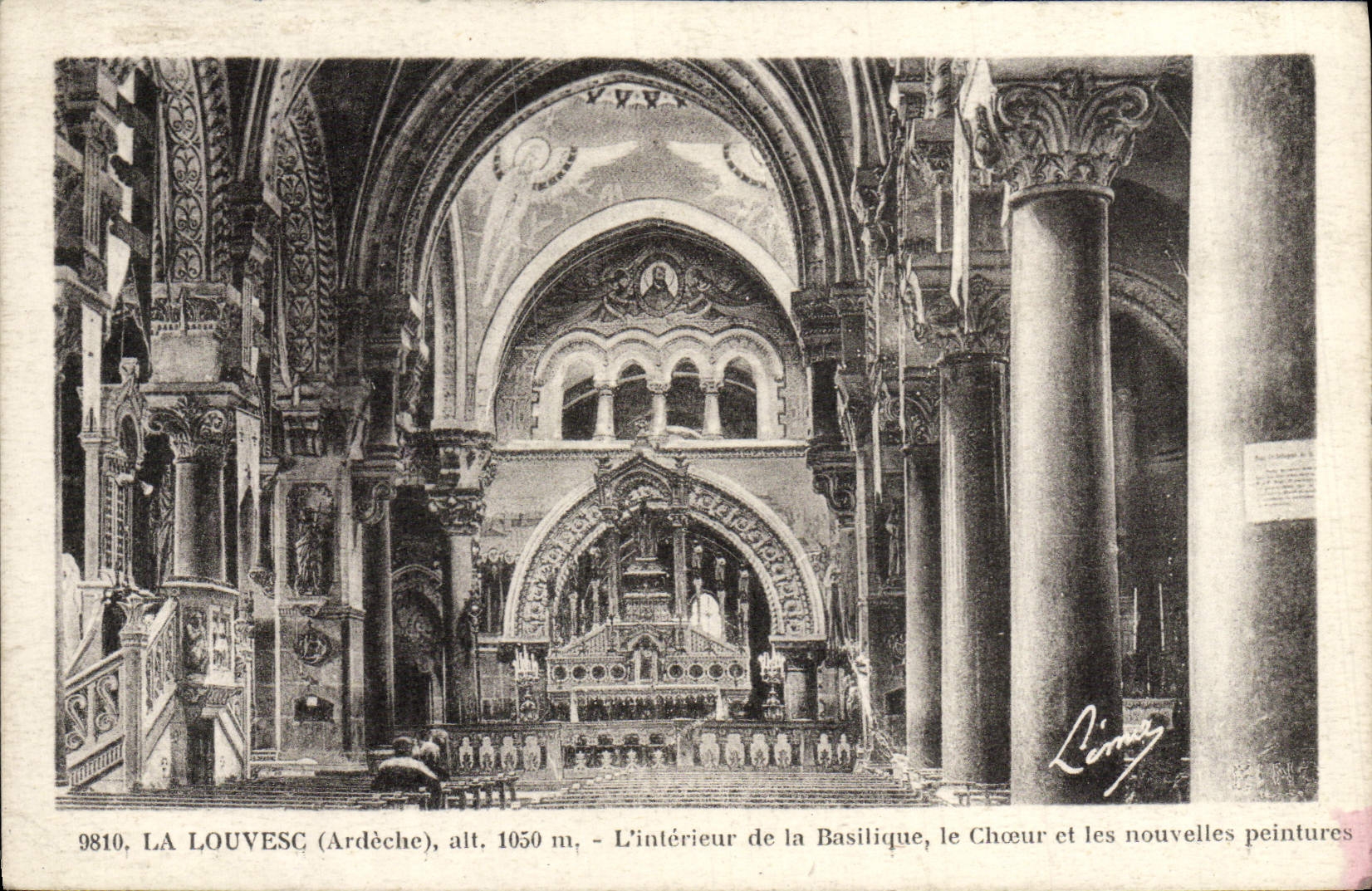 La Louvesc (Ardèche) — L'intérieur de la Basilique, le Chœur et les nouvelles peintures — Léon Margerit, n° 9810