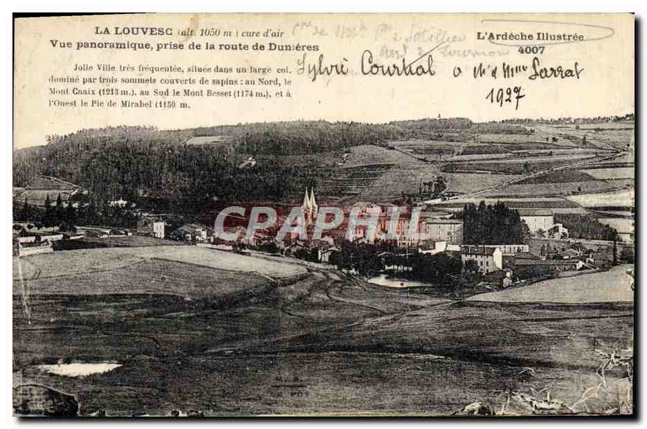 La Louvesc (alt. 1050 m) — vue panoramique prise de la route de Dunières — L'Ardèche Illustrée n° 4007