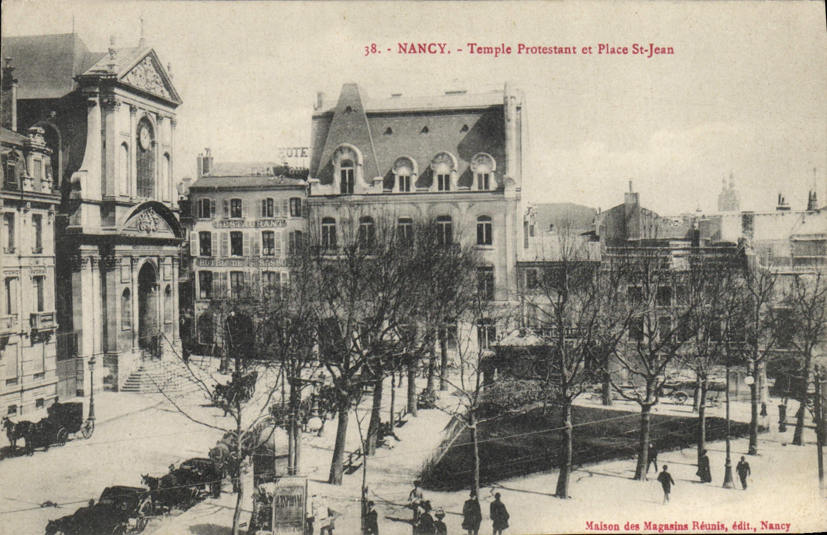 CPA Temple protestant et place St Jean Nancy 