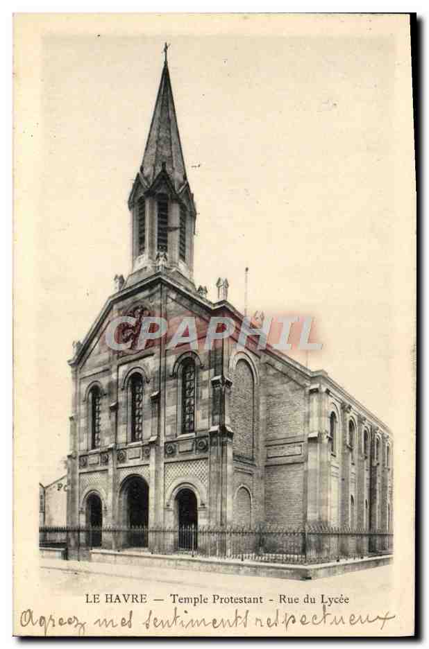 CPA Temple protestant Rue du Lycee Le Havre
