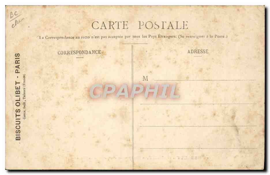 CPA Biscuits Olibet Chargement des voitures de livraison — Rückseite