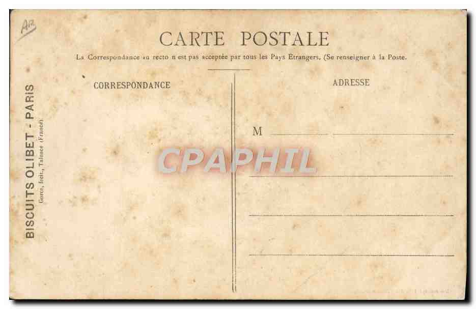 CPA Biscuits Olibet Usines de Suresnes Vue prise de Longchamps — Rückseite
