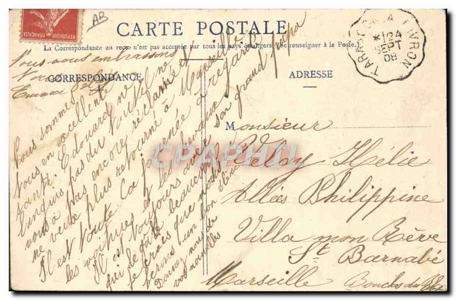 Donzère — La Chocolaterie d'Aiguebelle. Cour intérieure et Jardin de l'Usine Sainte-Marie — Papeterie Chatons, Montelimar — Verso