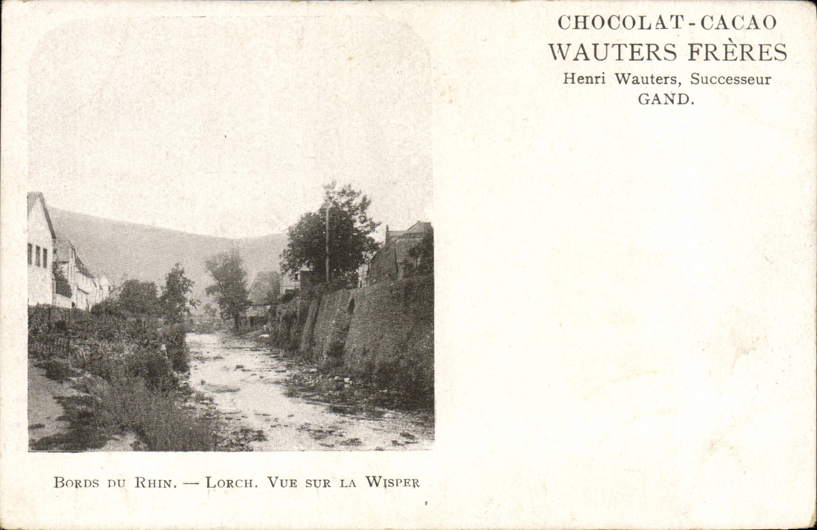 CPA Chocolat Cacao Wauters Freres Bords du Rhin Lorch Vue sur la Wisper