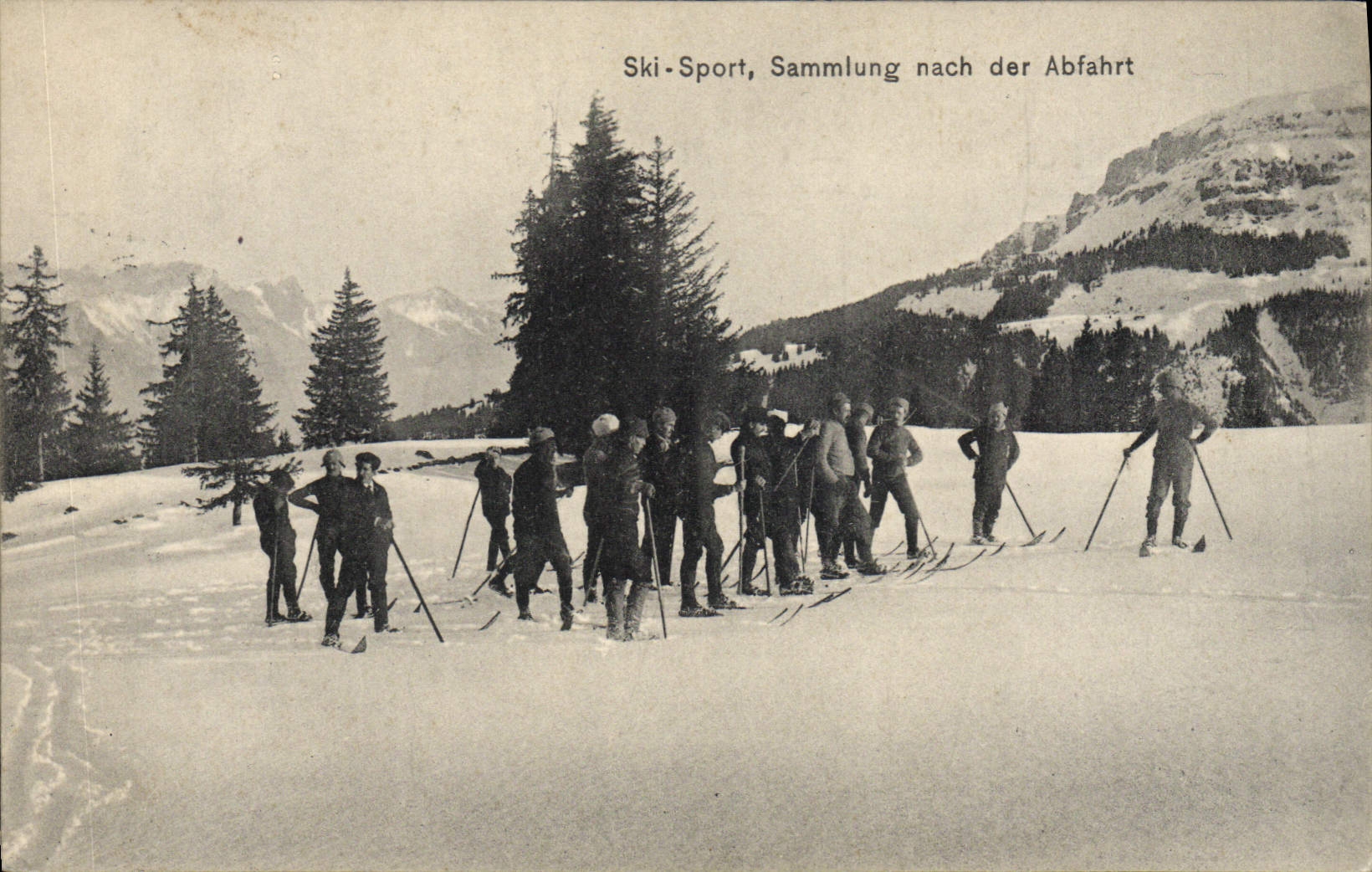Ski-Sport, Sammlung nach der Abfahrt — Aubrèves, Suisse