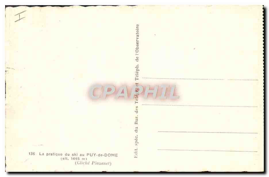 CPA Sports d'hiver Ski Puy de Dome  — Rückseite