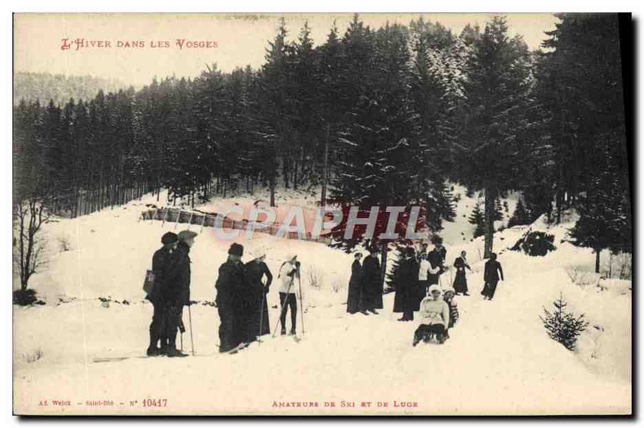 Zima w Voszach — Lubiący narciarstwo i jeżdżący na saneczki — A.F. Weilck, Saint-Dié, nr 10417