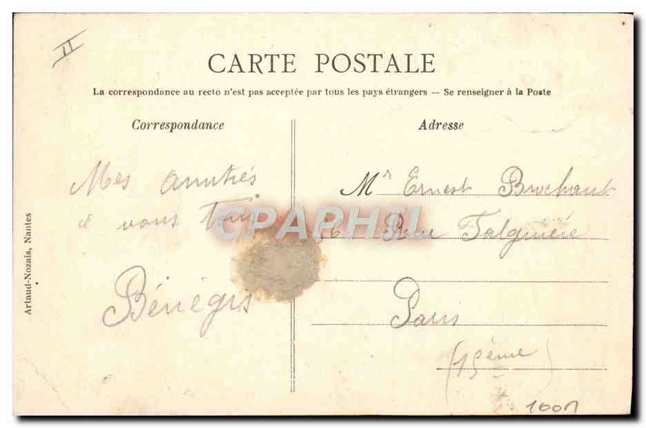 CPA Train Locomotive Pornichet — Verso