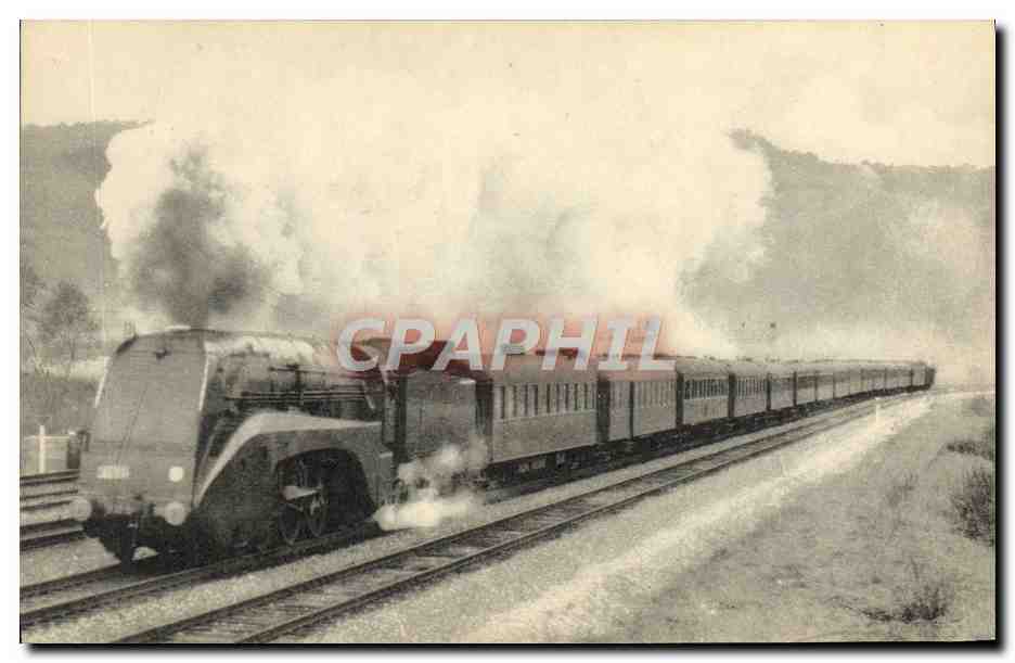 CPA Train Locomotive Region de l'ouest Rapide du Havre dans les bois d'Acheres