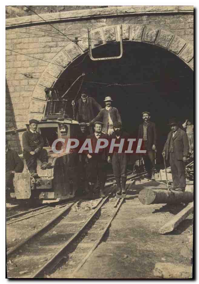 CARTE PHOTO Train Travaux voie ferree
