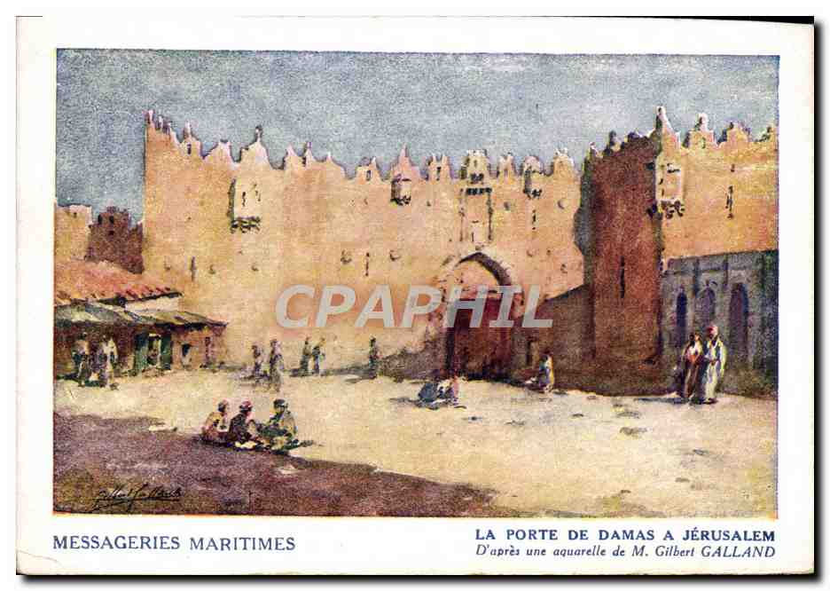 CPA Bateau Messageries Maritimes La porte de Damas a Jerusalem 