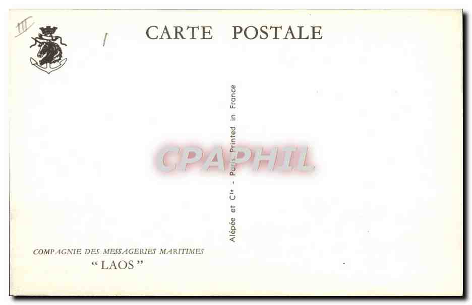 Cruiser "Laos" — Compagnie des Messageries Maritimes — dibujo de Roger Chapelet — Reverso
