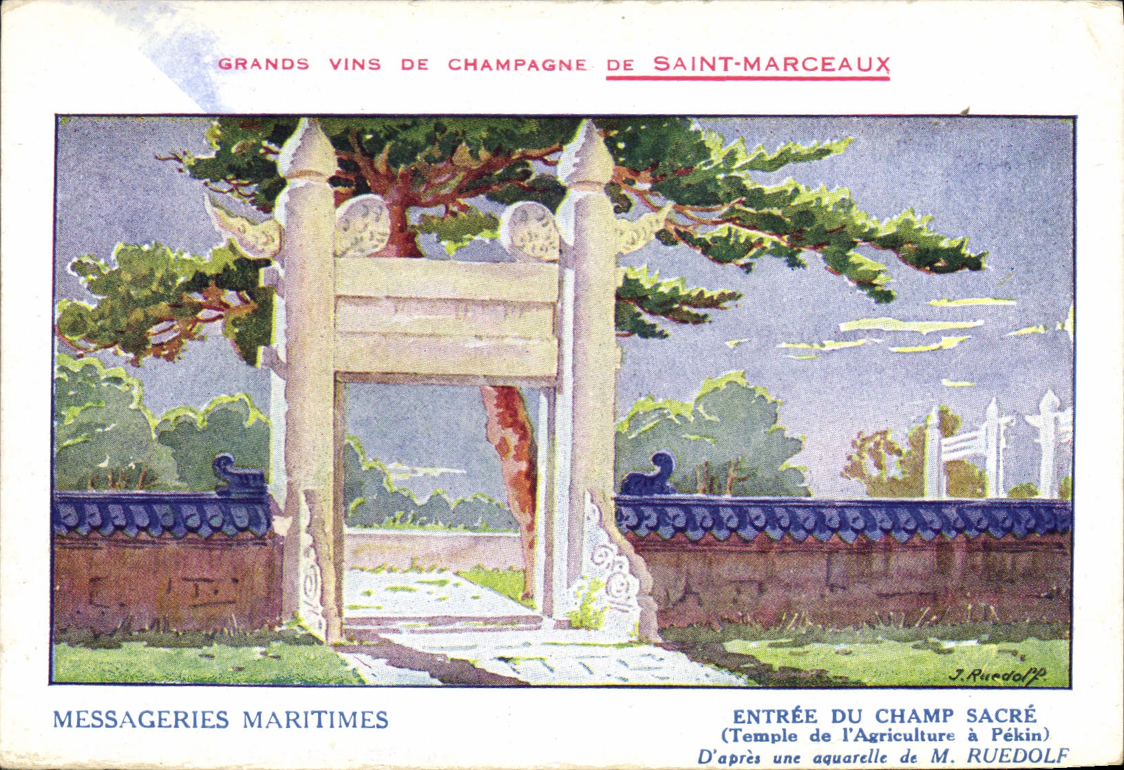 CPA Bateau Messageries Maritimes Entree du champ sacre TEmple de l'agriculture de Pekin Chine China 