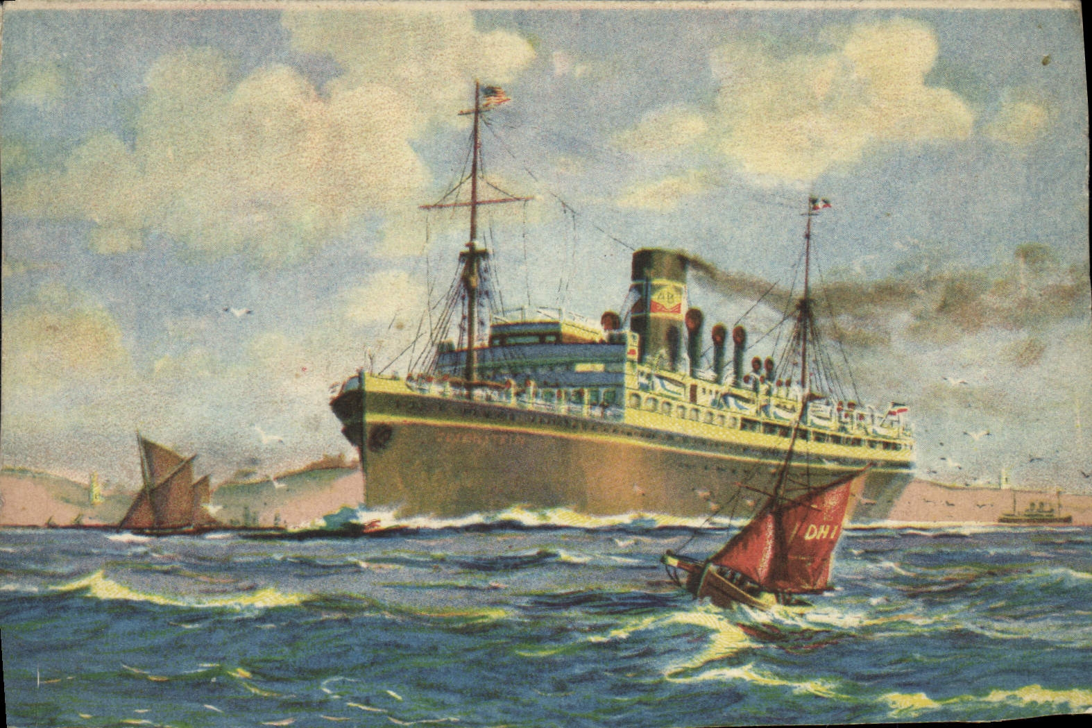 Steamship SS Dschematin — Antwerp — Le Havre — New York — Arnold Bernstein Line