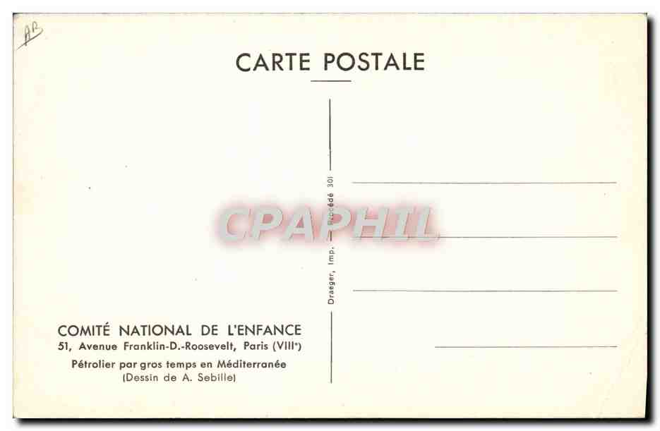 CPA Bateau Petrolier par gros temps en Mediterranee  — Back