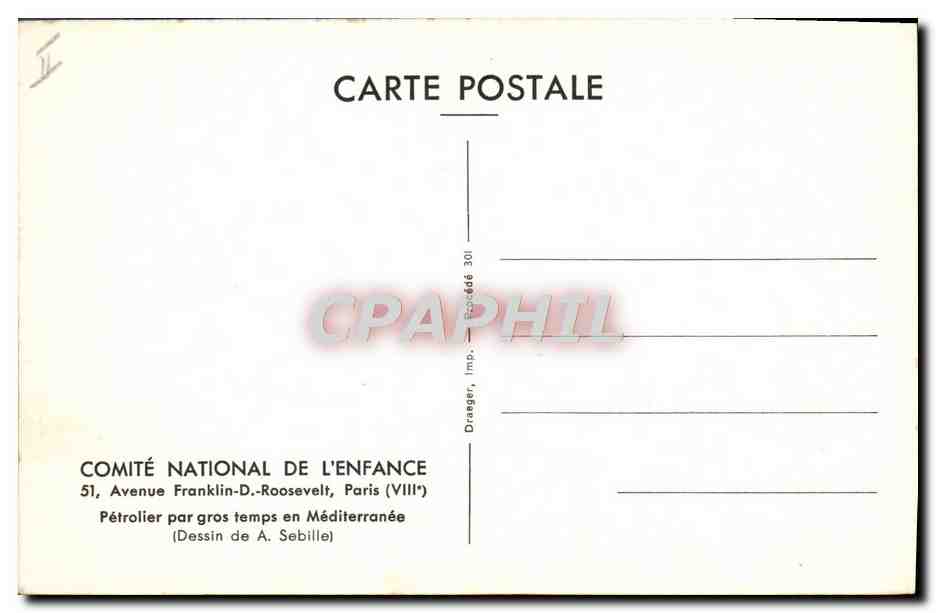 CPA Bateau Petrolier par gros temps en Mediterranee — Back